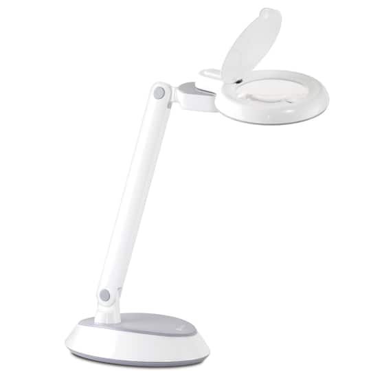 Ottlite Space Saving Led Magnifier Desk, Light Magnifier Table Lamp